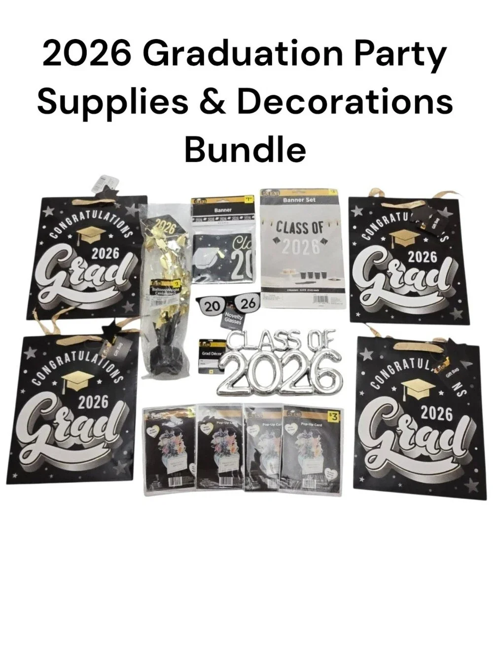 Class of 2026 Graduation Party Supplies & Decorations Lot Banner Gift Bags Cards